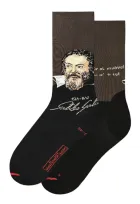 Sort/brun strømpe med portræt af Galileo Galilei