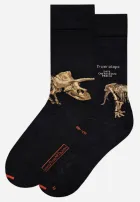 Black sock with picture of Triceratops skeleton