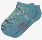 Light blue sneaker sock with tree branches and white flowers